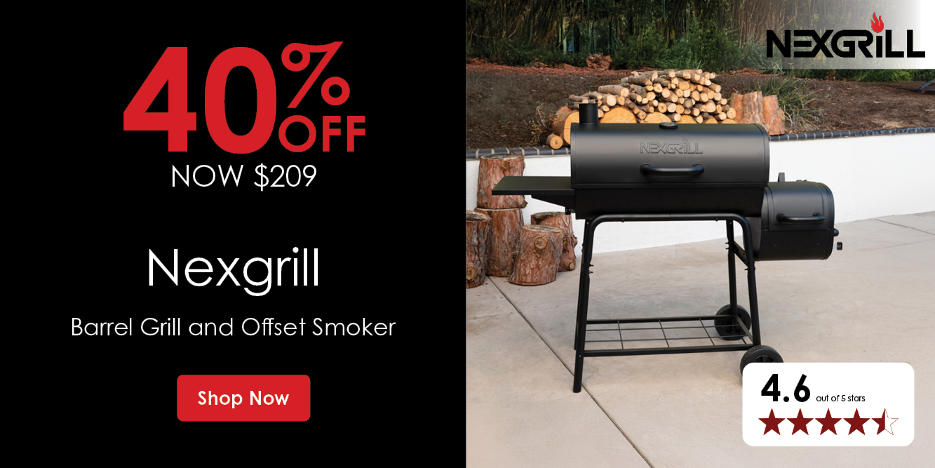 Now $209 40% Off Nexgrill Barrel Grill and Offset Smoker | Shop Now